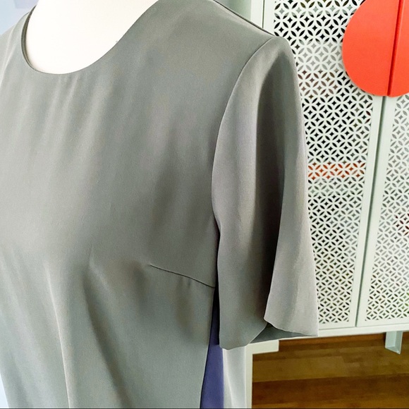 Ann Taylor Striped Side T-Shirt Dress in Olive - Picture 3 of 12